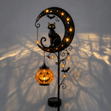 👻 Solar Halloween Garden Stake Light with Black Cat & Pumpkin