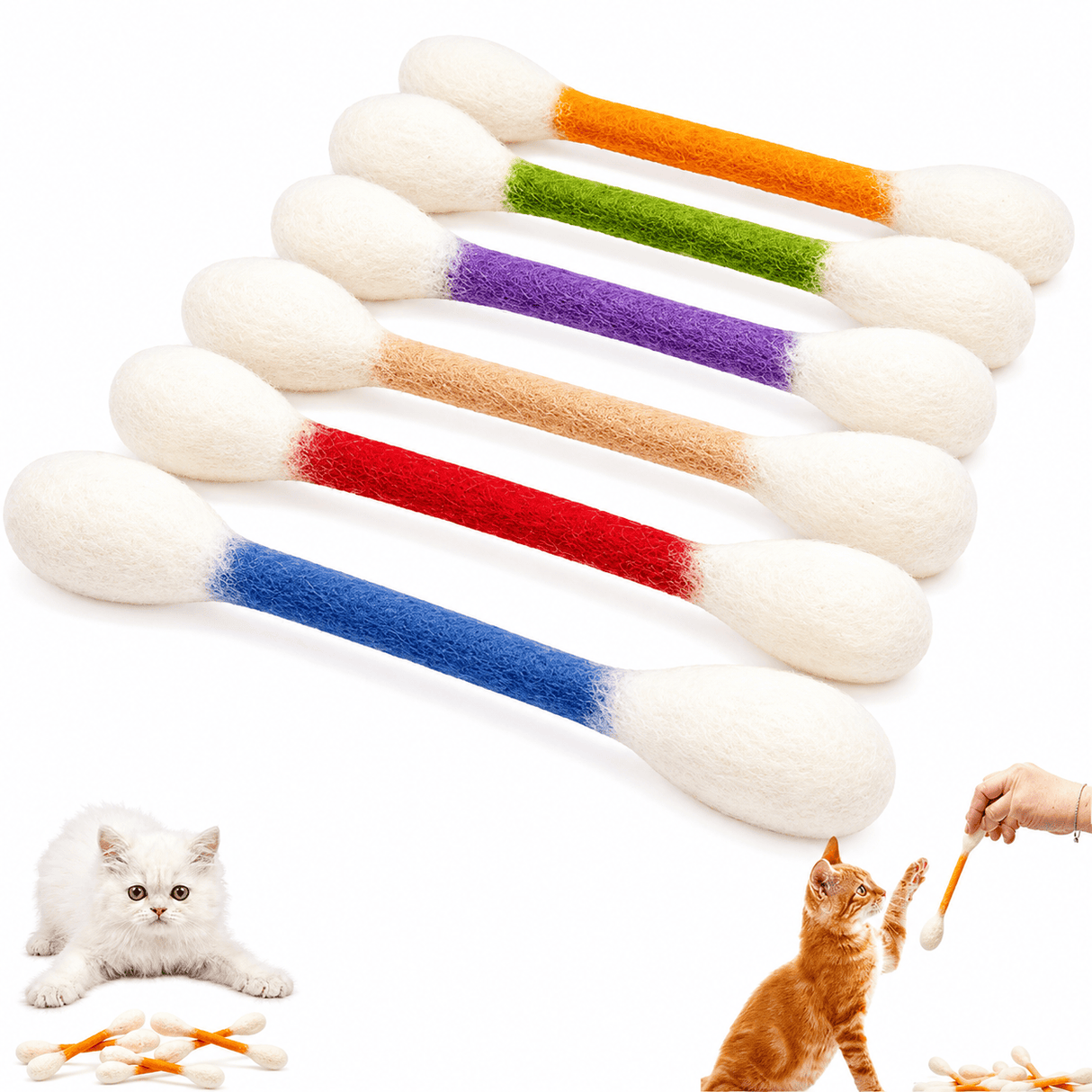 Giant Cotton Swab Cat Toy with Catnip 12PCS