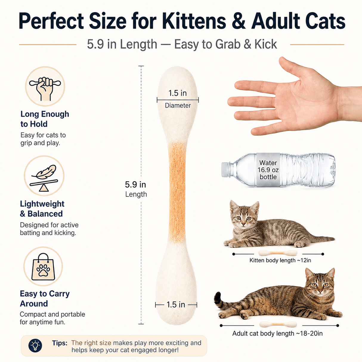 Giant Cotton Swab Cat Toy with Catnip 12PCS