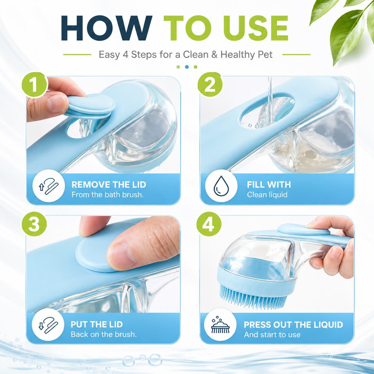 2-in-1 Pet Bath Brush & Shampoo Dispenser-2 PCS