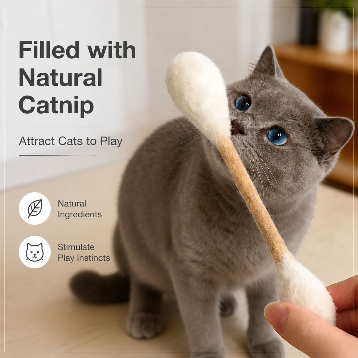 Giant Cotton Swab Cat Toy with Catnip 12PCS