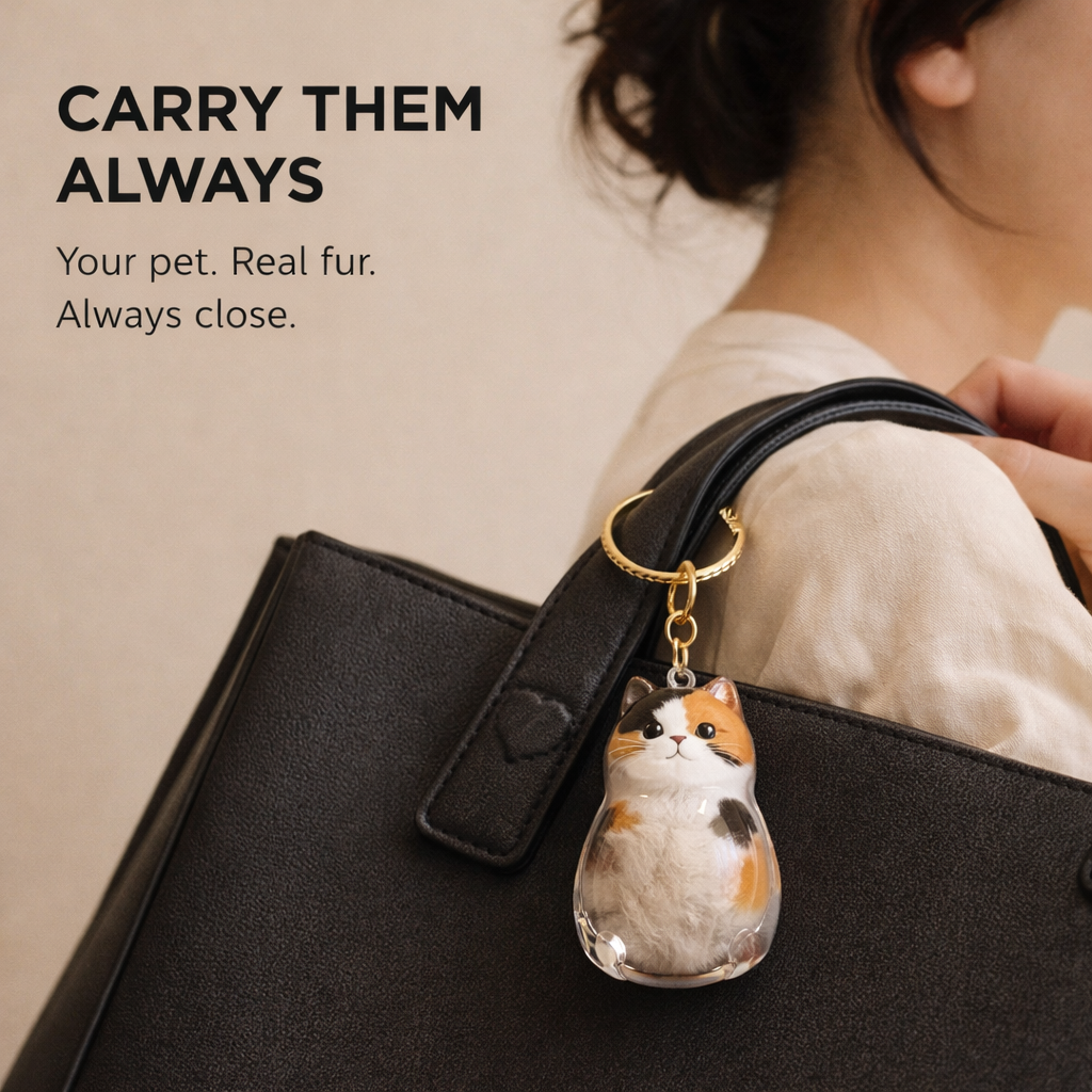 Pet Hair Keepsake Capsule Keychain for Cat & Dog Lovers -5Pcs