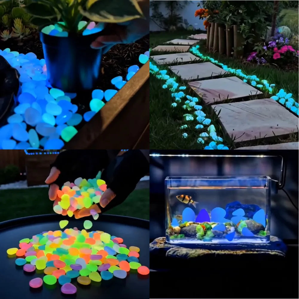 🌈 Colorful Glow in the Dark Garden Stones