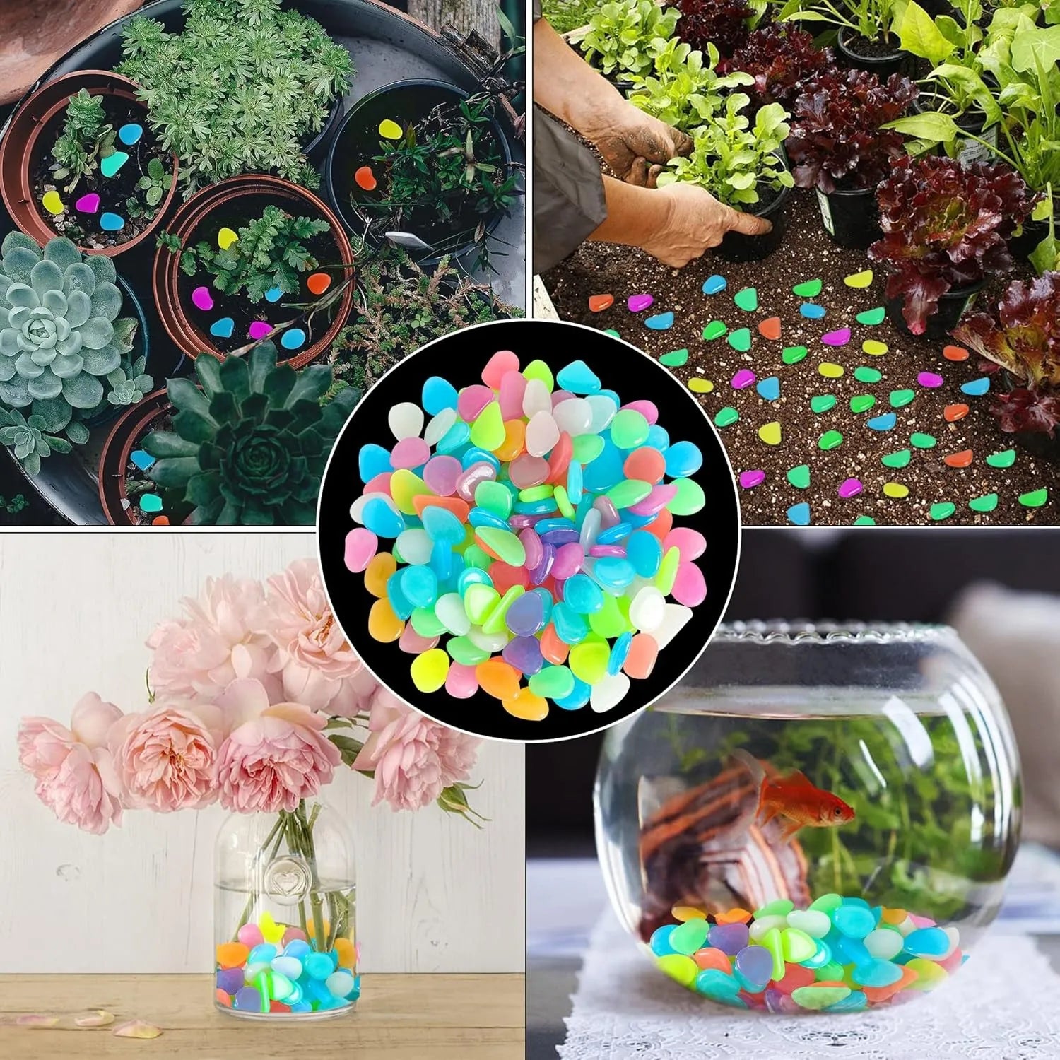 🌈 Colorful Glow in the Dark Garden Stones