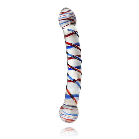 Crystal Glass Dildo Red And Blue Texture Anal Plug