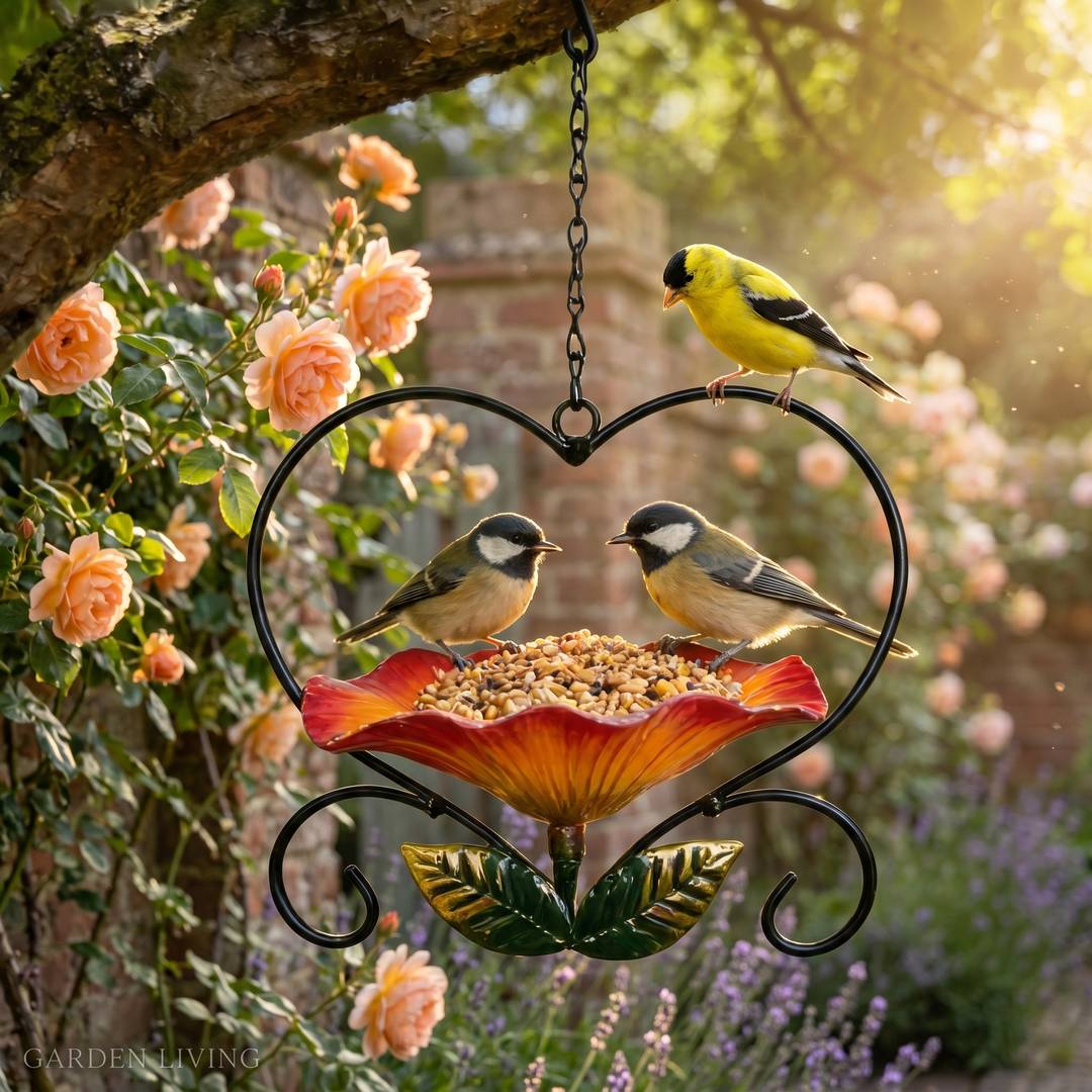 Heart-Shaped Flower Bird Feeder