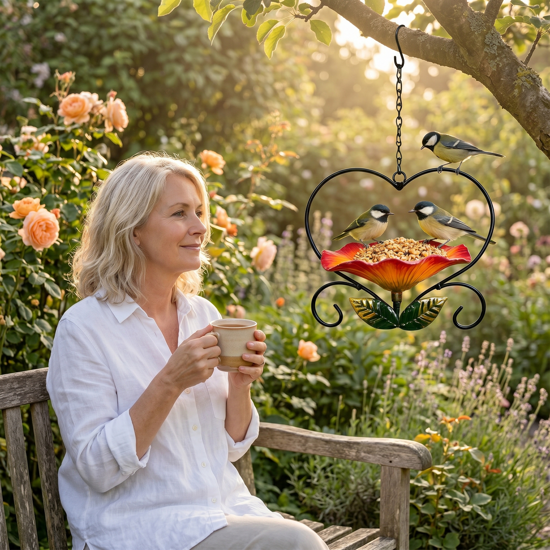 Heart-Shaped Flower Bird Feeder