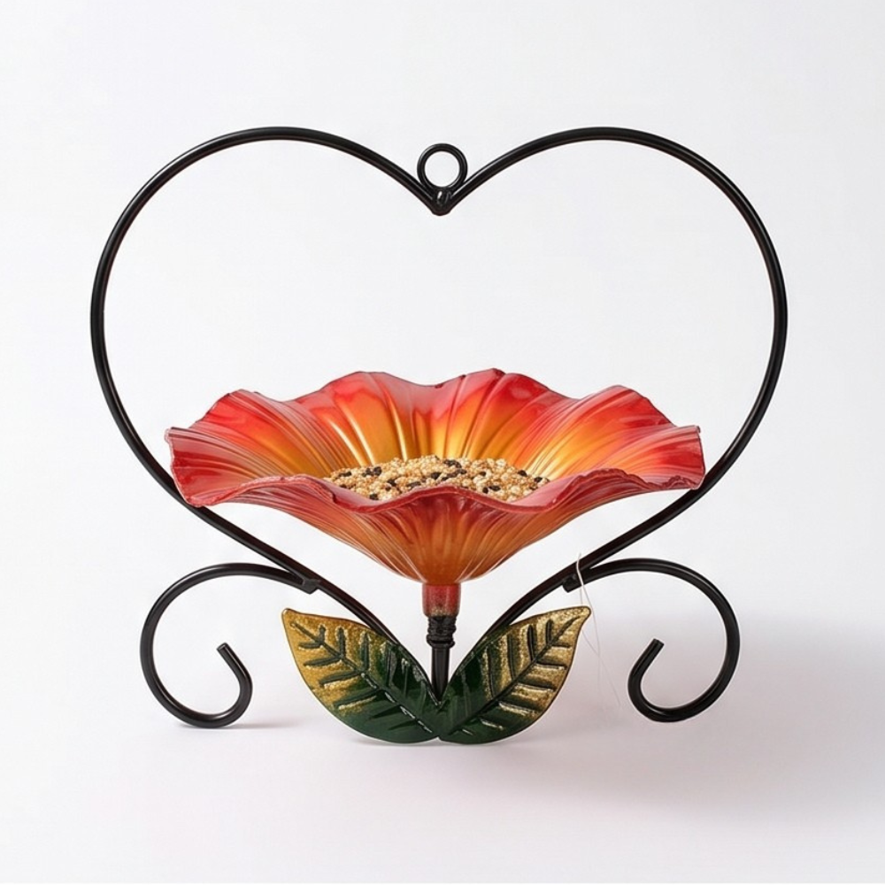 Heart-Shaped Flower Bird Feeder