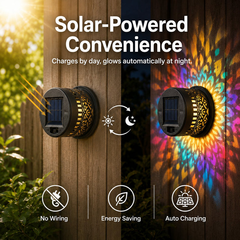 2 PCS✨ Solar Mandala Wall Light 🥇 – Waterproof Outdoor Garden Fence Projector Lamp with Magical Ambient Glow🪐🌌-8CR5