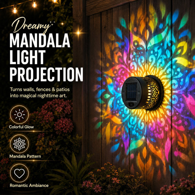 2 PCS✨ Solar Mandala Wall Light 🥇 – Waterproof Outdoor Garden Fence Projector Lamp with Magical Ambient Glow🪐🌌-8CR5