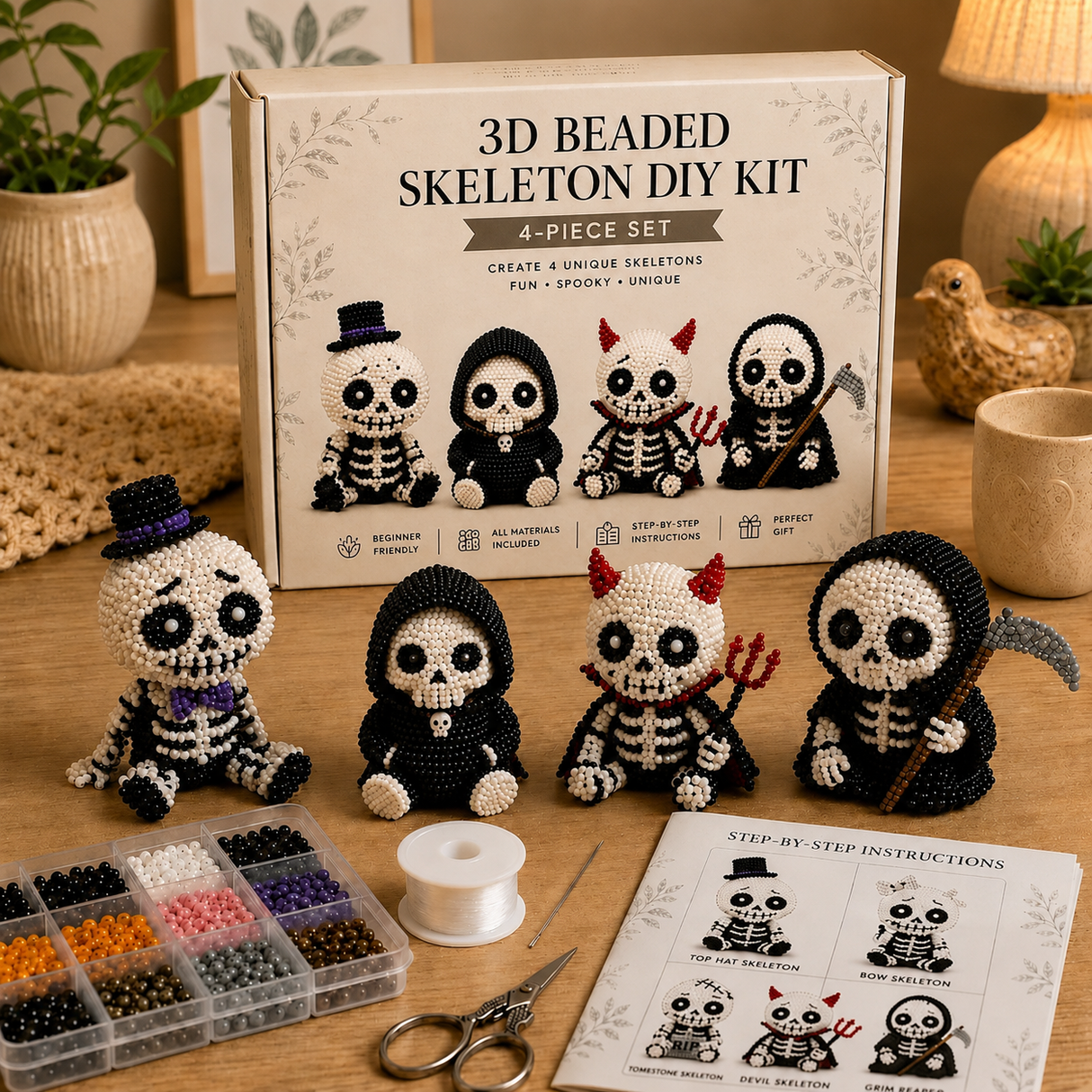 🔥 Last Day – 50% Off 💀 3D Skeleton Bead Craft Kit