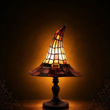 Stained Glass Witch Hat Halloween Lamp
