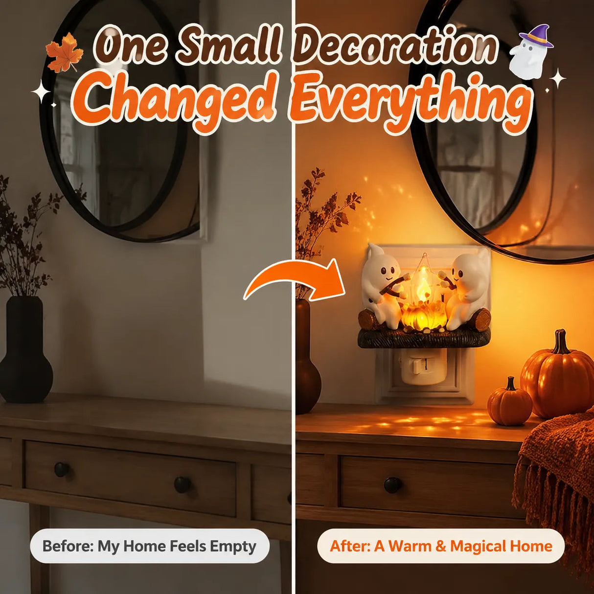 Ghost Campfire Halloween Plug-In Night Light