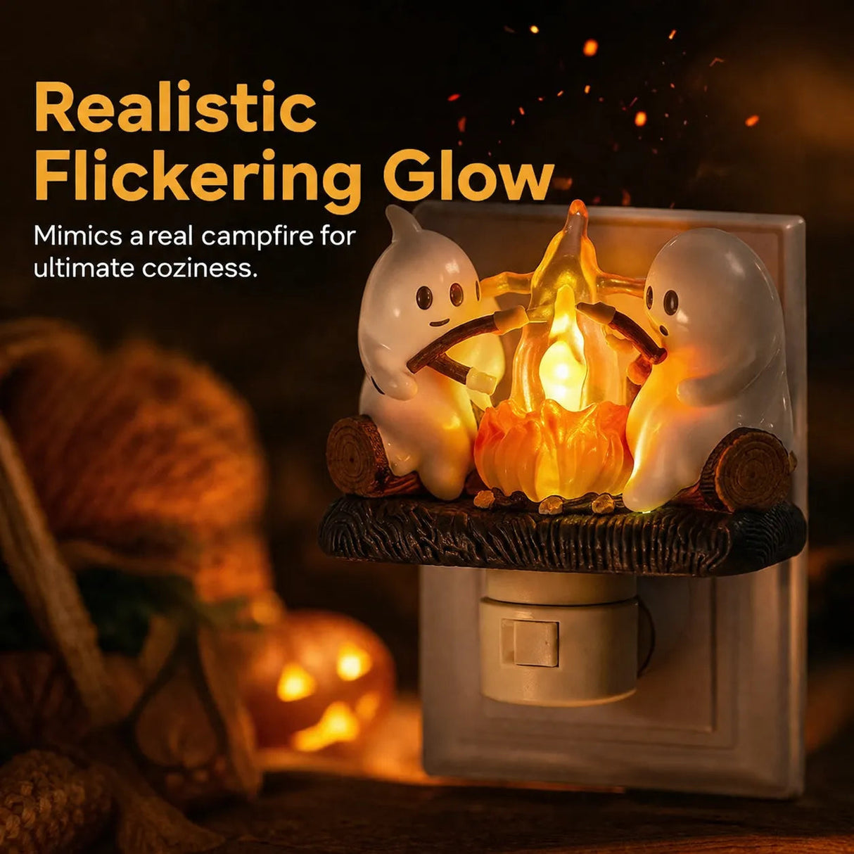 Ghost Campfire Halloween Plug-In Night Light