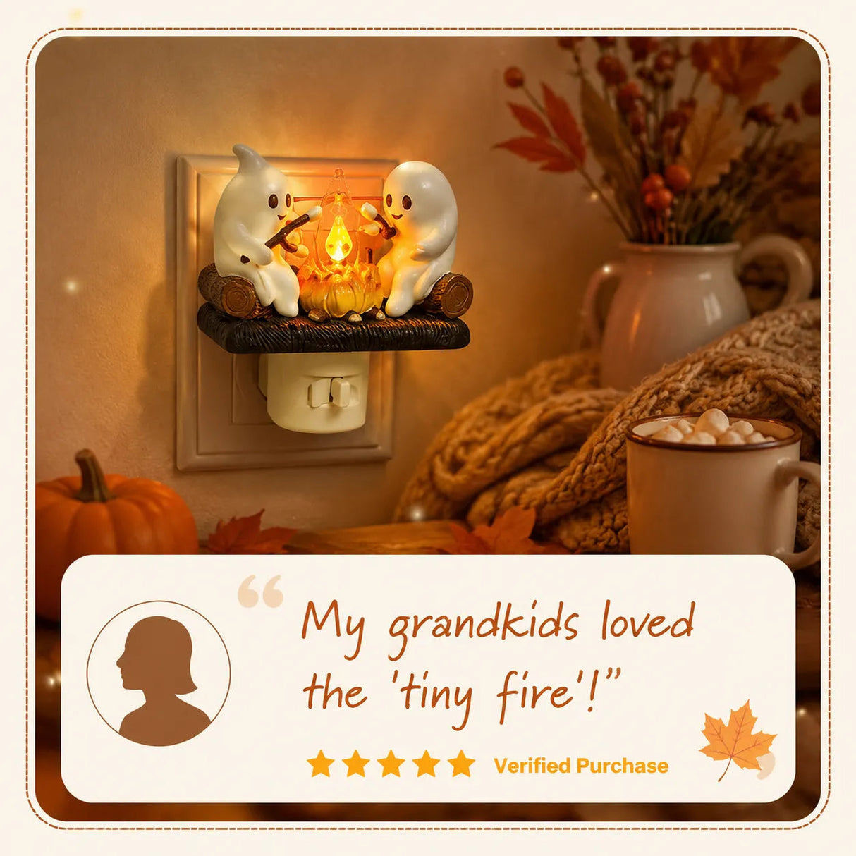 Ghost Campfire Halloween Plug-In Night Light