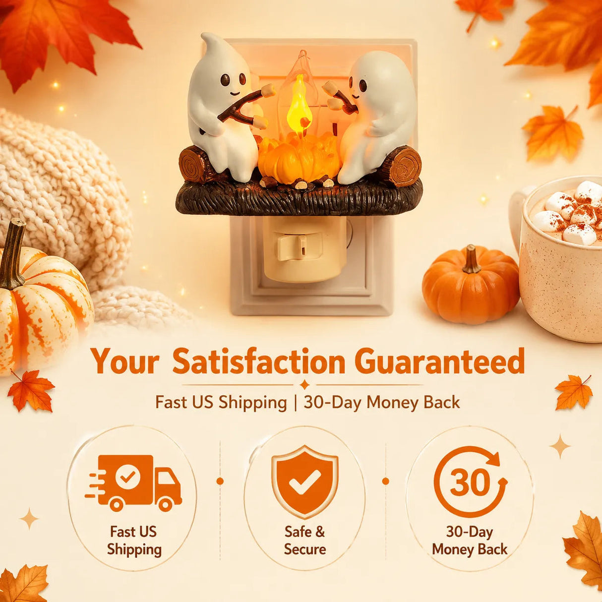 Ghost Campfire Halloween Plug-In Night Light