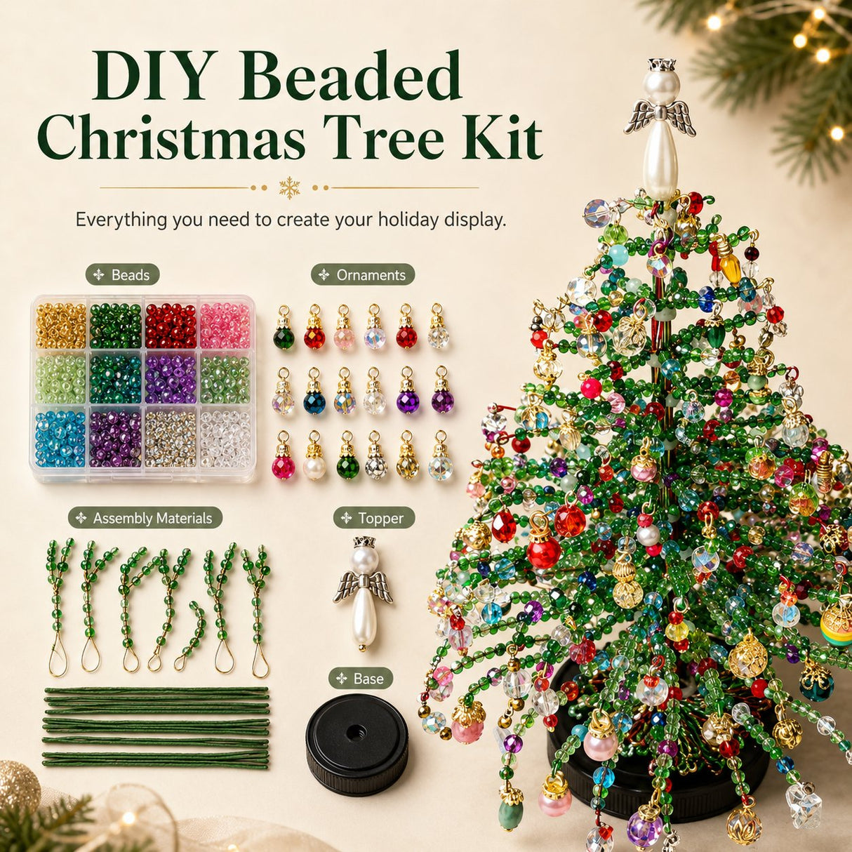 DIY Beaded Holiday Tree Craft Kit