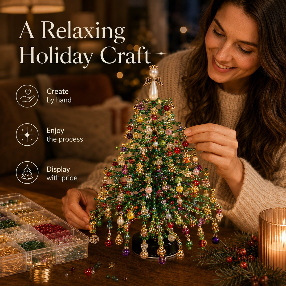 DIY Beaded Holiday Tree Craft Kit