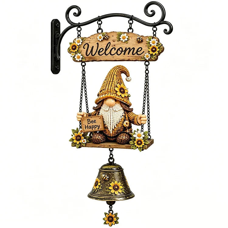 Hand-Painted Gnome Welcome Garden Bell