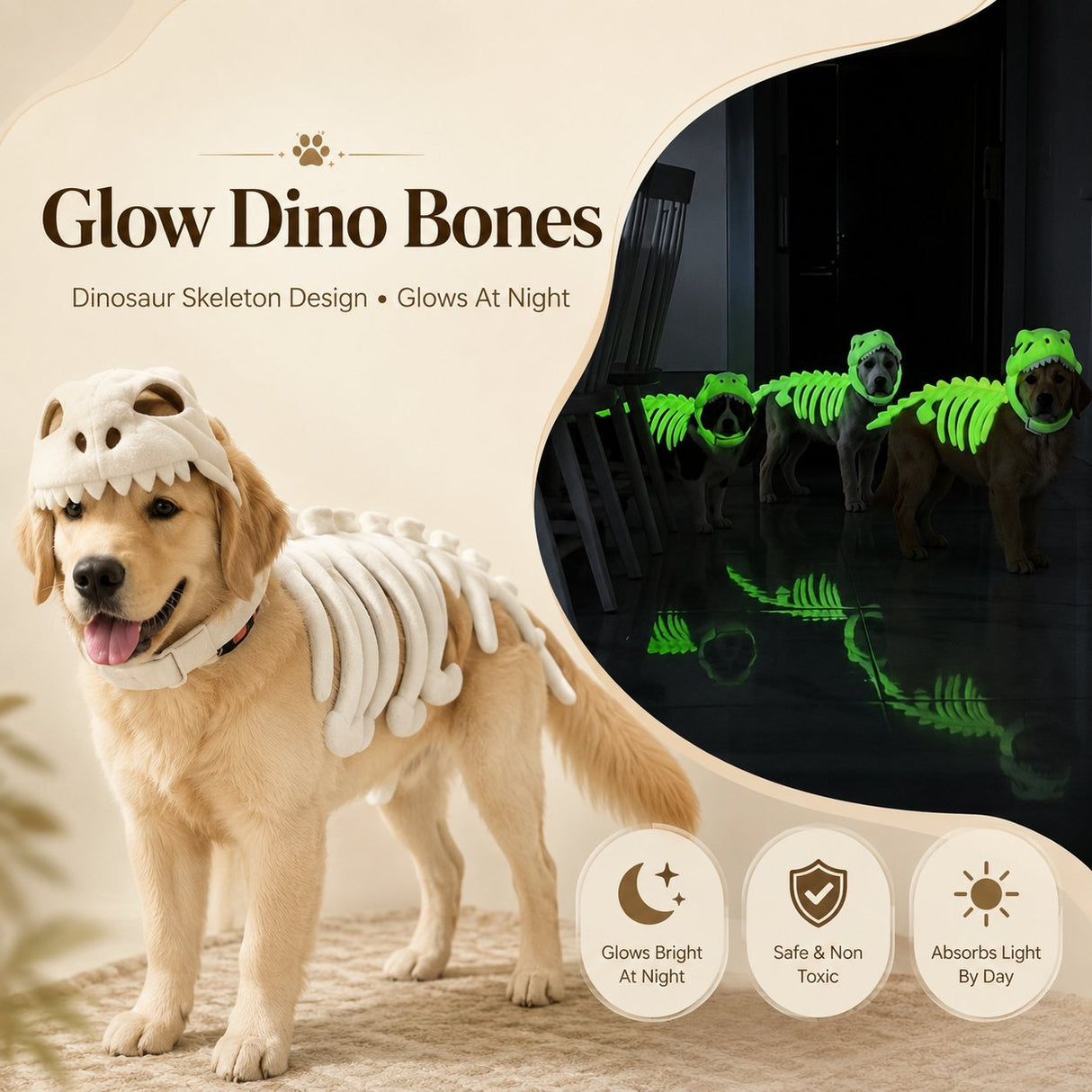 Glow Dinosaur Skeleton Pet Costume