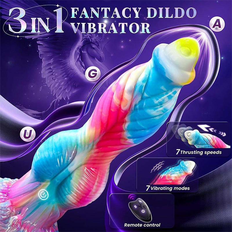 Fantasy 3-in-1 Remote Control Telescopic Vibrating Thrust Huge Dildo