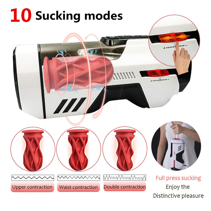 10 Sucking Mode Rotating Clamp Heated Male Masturbator