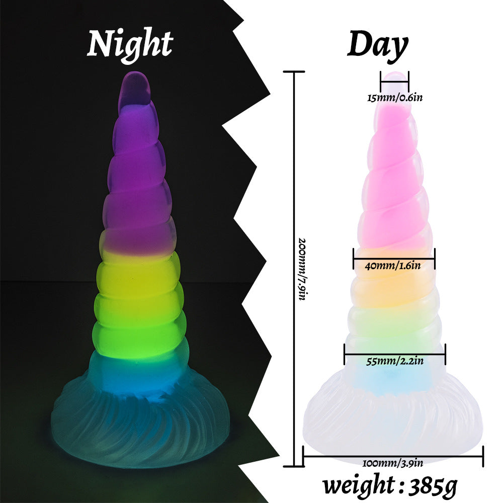 Rainbow Luminous Anal Plug Double Layer Silicone Dildo