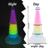 Rainbow Luminous Anal Plug Double Layer Silicone Dildo