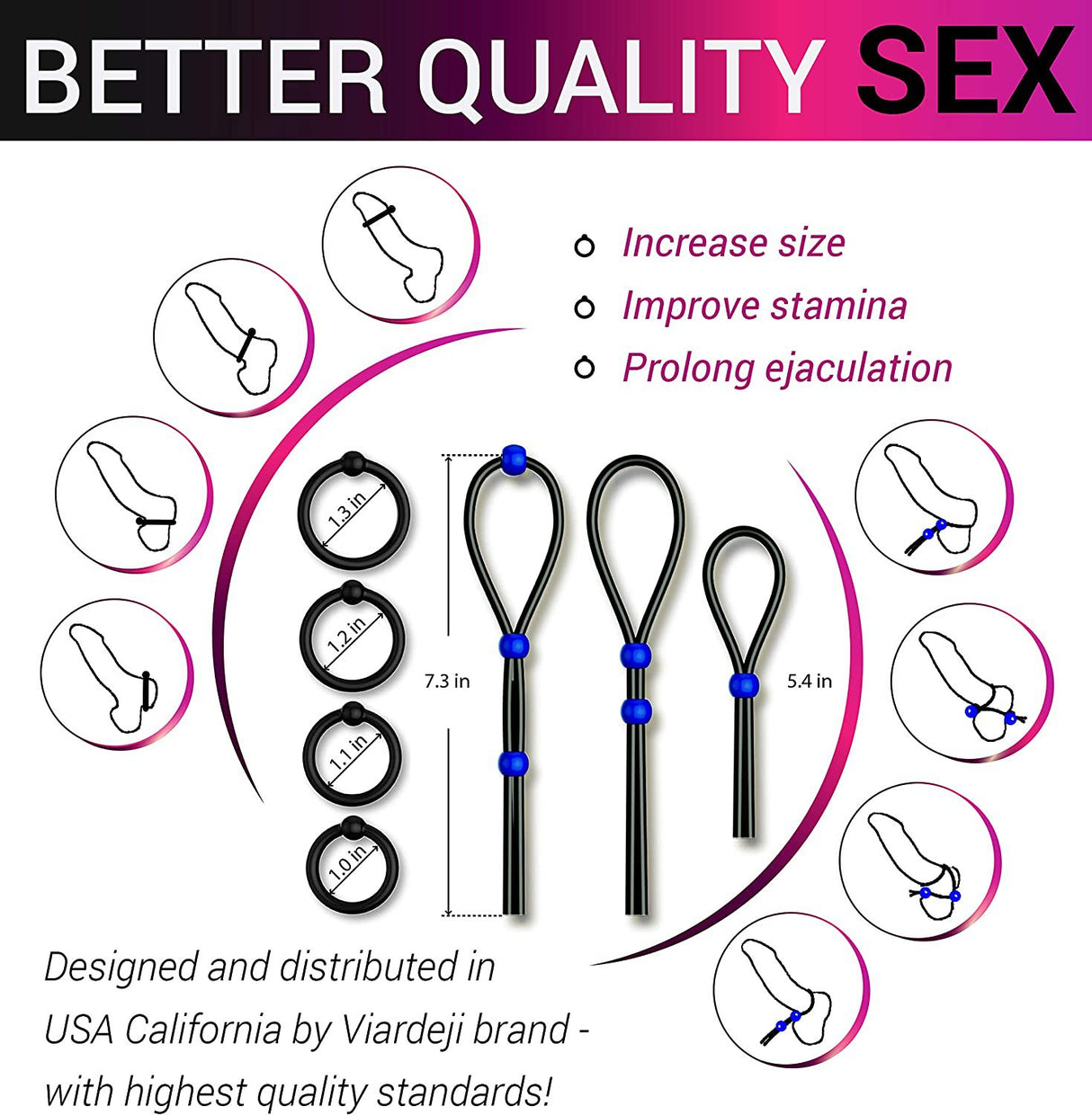 Lock Sperm Rope Time-Delay Penis Ring Silicone Lock Ring
