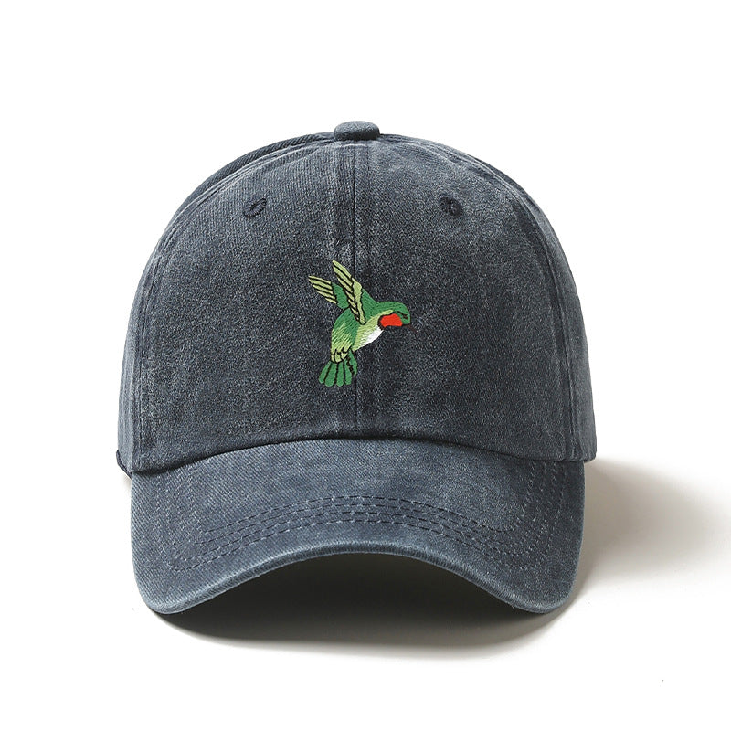 Hummingbird Baseball Cap - Embroidered Wildlife Bird Design, Cotton Retro Sun Hat for Women, Trucker Style