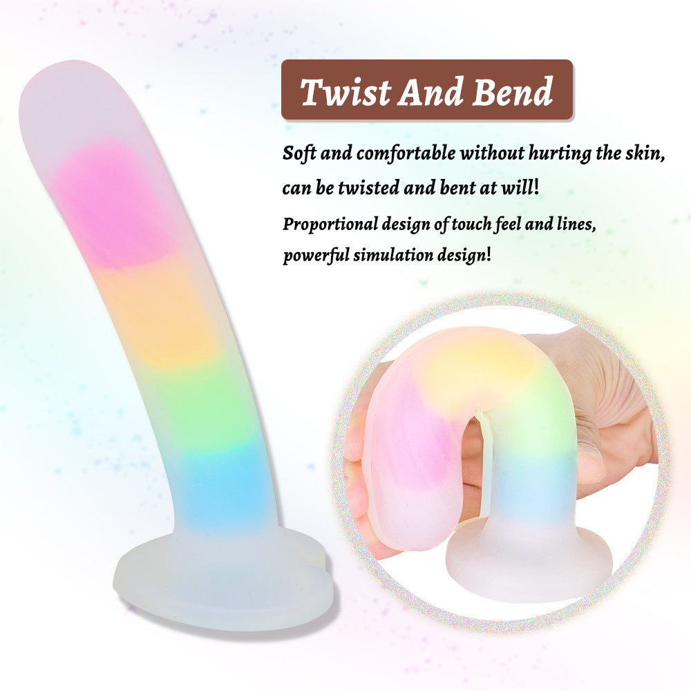 Rainbow Luminous Anal Plug Double Layer Silicone Dildo