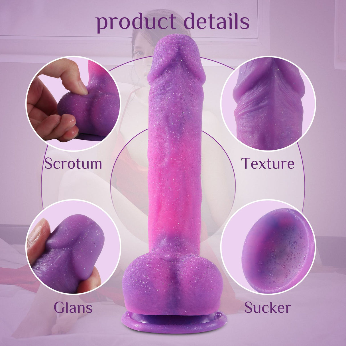 Powerful Sucker Dildo Simulated Double-Layer Hardness 8.26 Inch