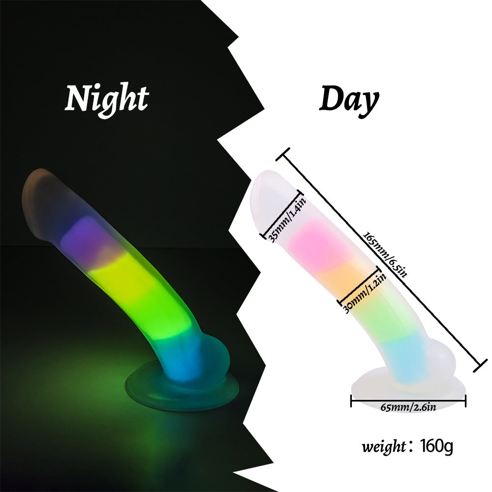 Rainbow Luminous Anal Plug Double Layer Silicone Dildo