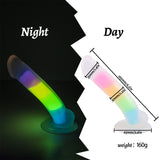 Rainbow Luminous Anal Plug Double Layer Silicone Dildo