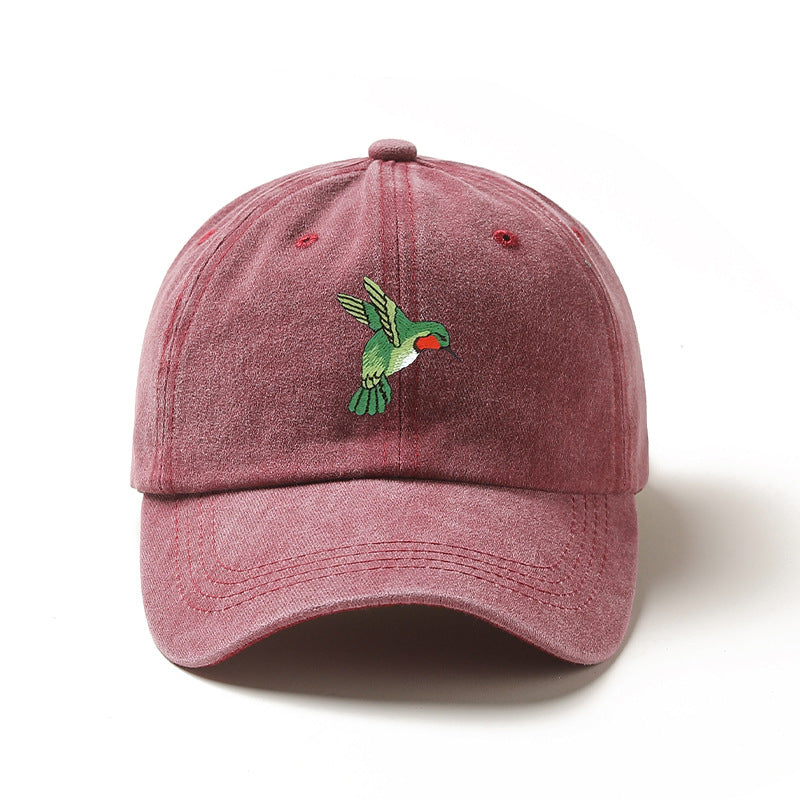 Hummingbird Baseball Cap - Embroidered Wildlife Bird Design, Cotton Retro Sun Hat for Women, Trucker Style
