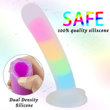 Rainbow Luminous Anal Plug Double Layer Silicone Dildo