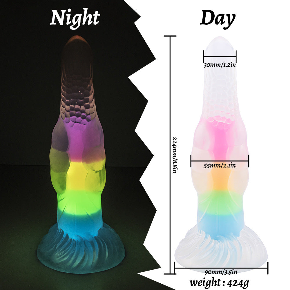 Rainbow Luminous Anal Plug Double Layer Silicone Dildo