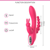 Double-Headed 3-Point Multi-Frequency Vibrating Masturbator