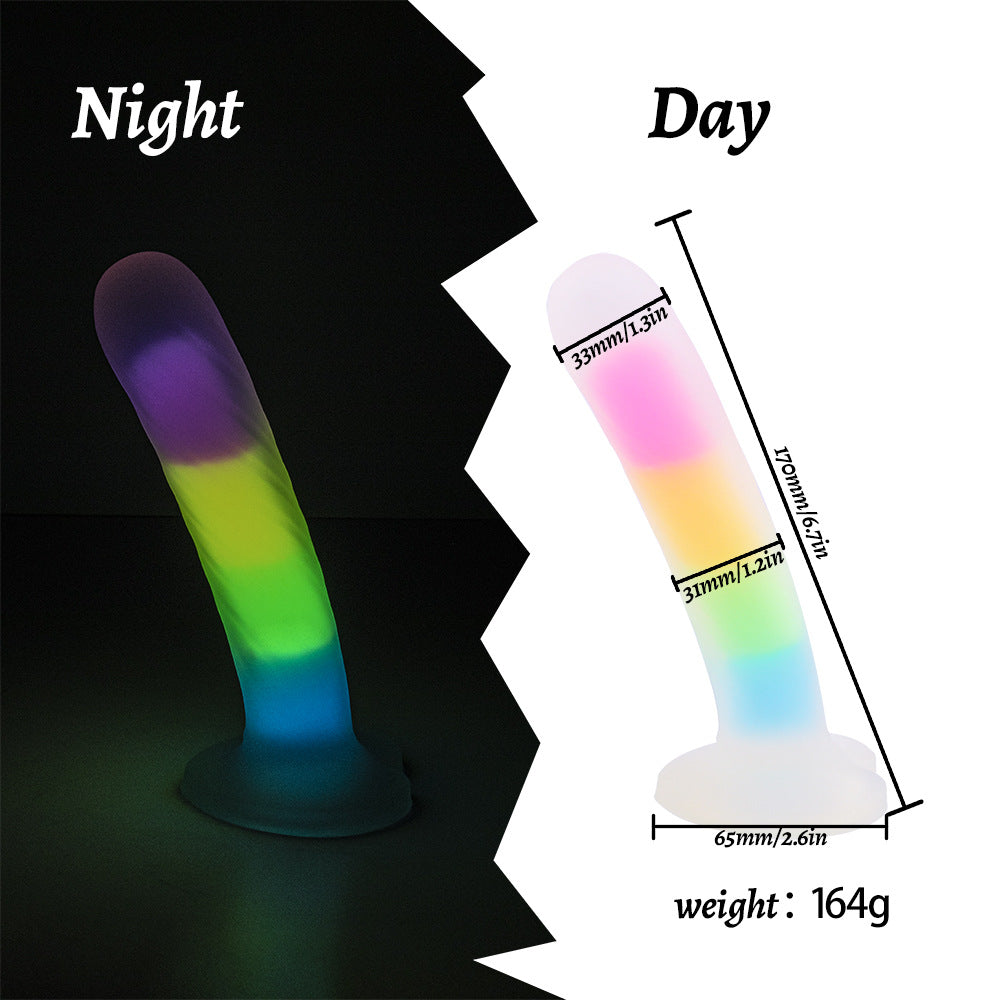 Rainbow Luminous Anal Plug Double Layer Silicone Dildo