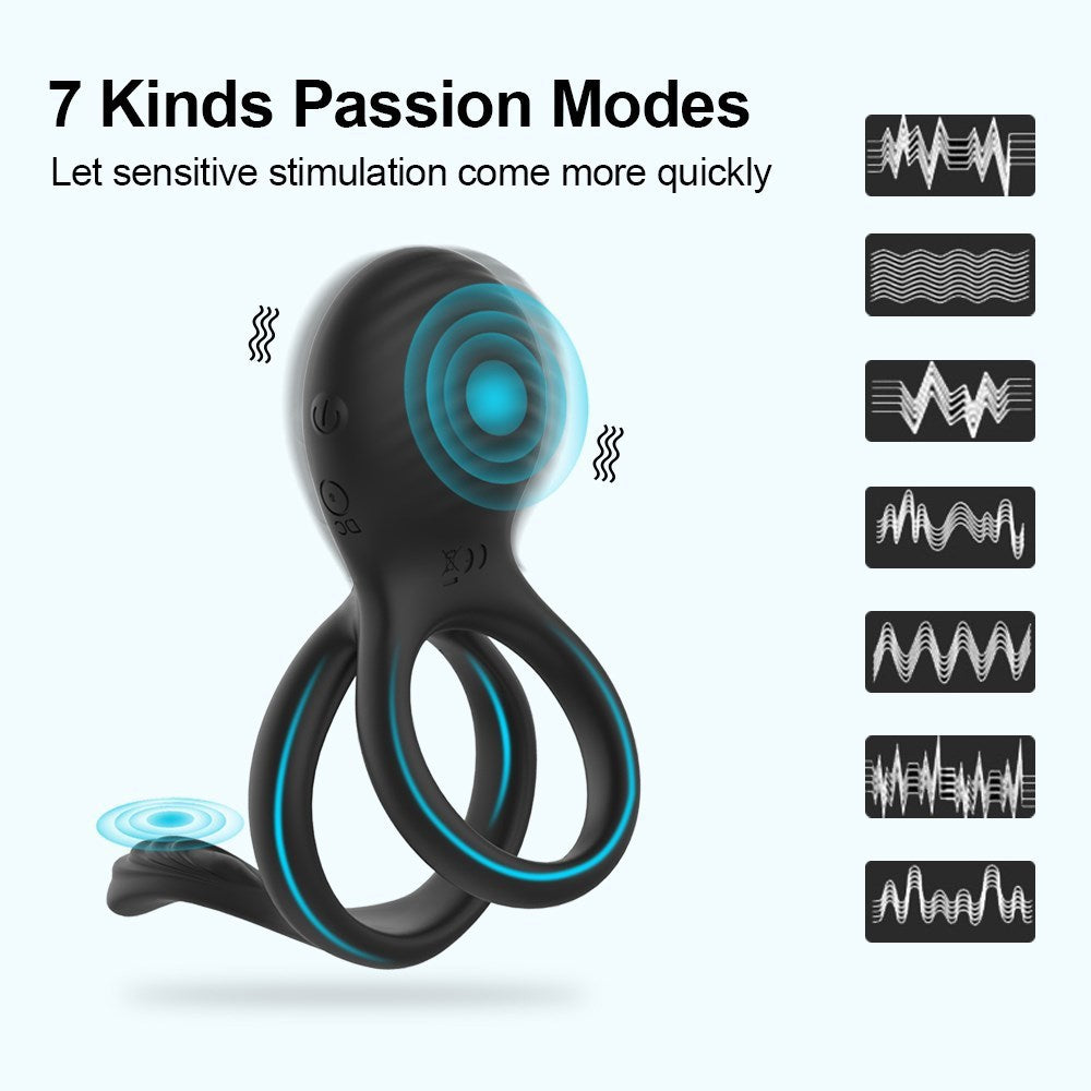7 Modes Vibrating Cock Ring Couple Vibrator Toy