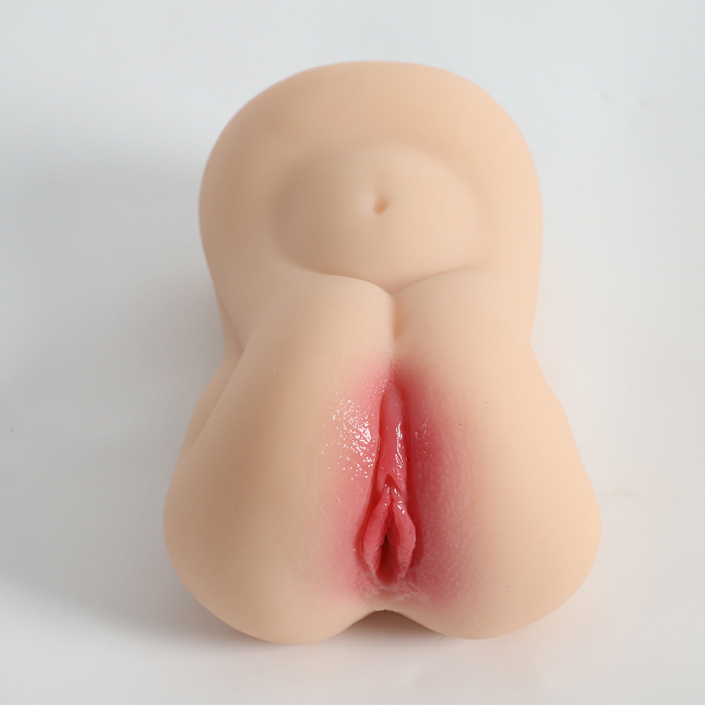 Realistic Pocket Pussy Dual Channel 3D Textured Vagina Anus Male Stroker Toy 7.08-Inch