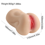 Realistic Pocket Pussy Dual Channel 3D Textured Vagina Anus Male Stroker Toy 7.08-Inch