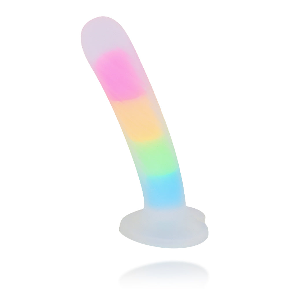 Rainbow Luminous Anal Plug Double Layer Silicone Dildo