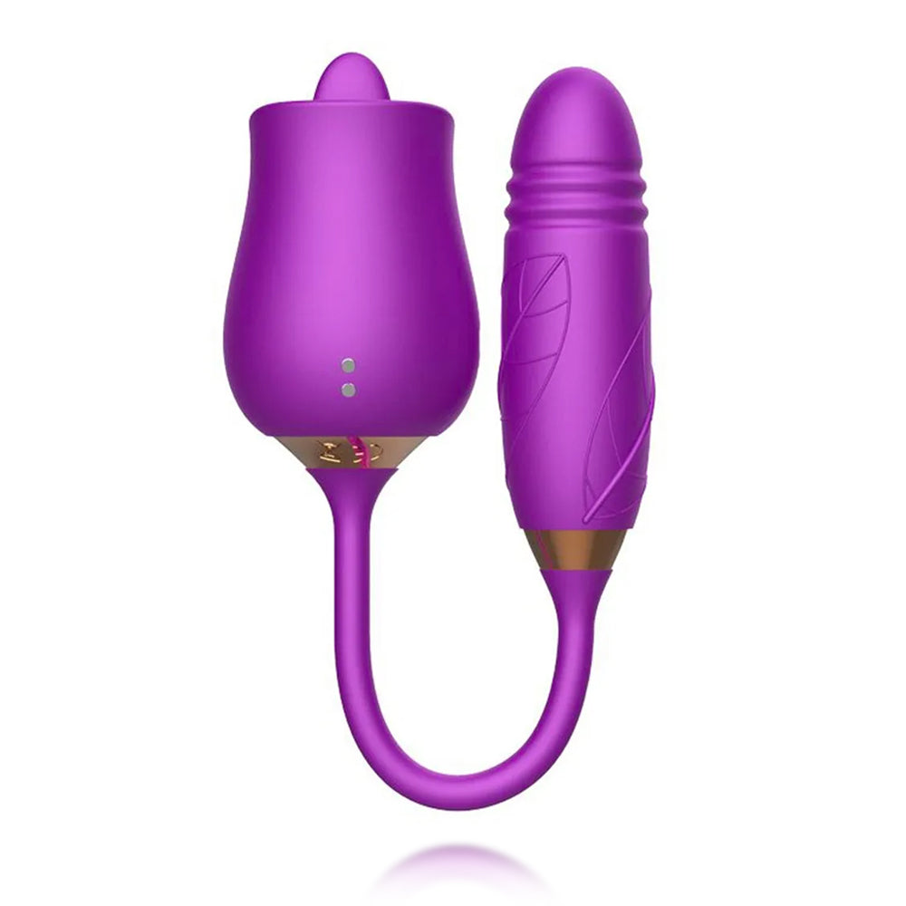 Rose Vibrator Tongue Licking Nipple Vibrator With Thrusting Vibrator