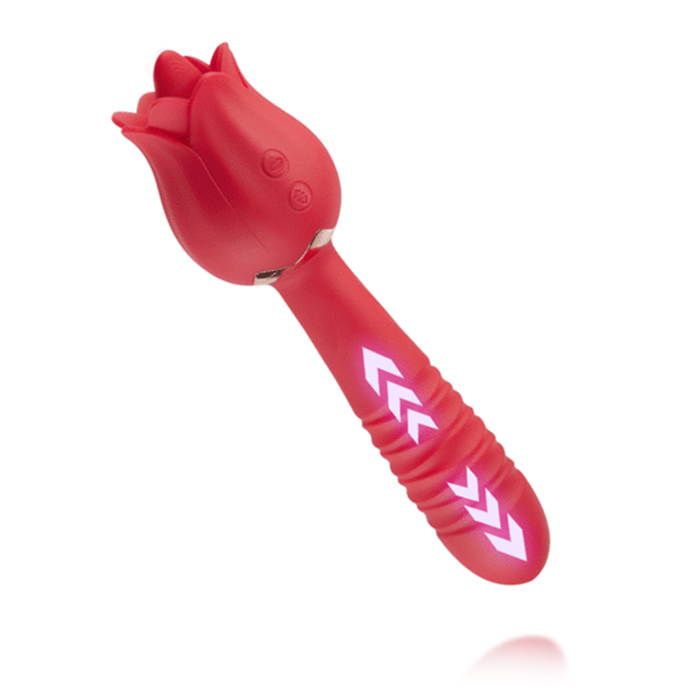 The Rose Vibrator For Women Tongue Licking Retractable Vibrating Egg