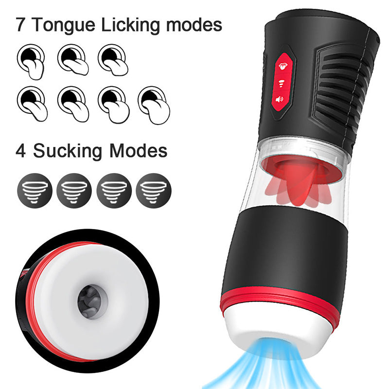 New Tongue Licking and Sucking Electric Voice Silicone Masturbation Cup