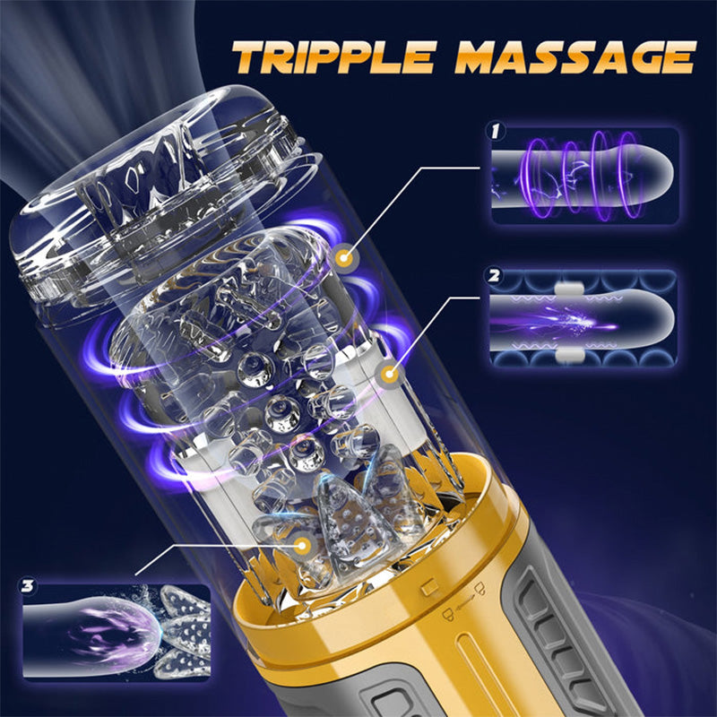 Truly Waterproof 3 In 1 Airplane Cup 7 Thrusting Rotation Fully Automatic Men Sex Toys