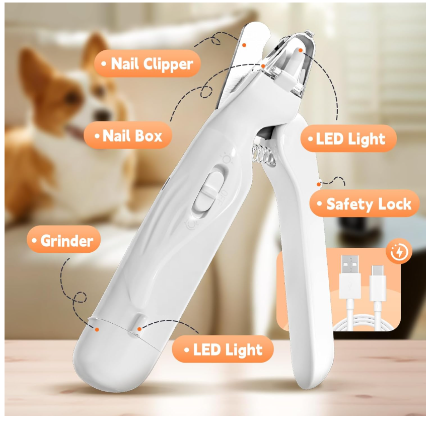 Pet LED Nail Clippers - Safe Trimming for Dogs, Cats & Rabbits