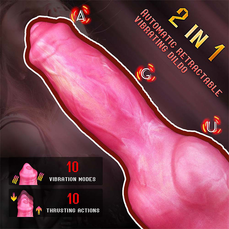 Wireless Remote Control 10 Telescopic Vibrating Special-Shaped Silicone Fantasy Dildo