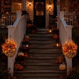 🎃✨ Lighted Burlap Pumpkin Wreath